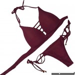 Keepfit Vintage Bikini for Women Push Up Padded Bra Swimsuit Bandage Beachwear Wine Red B073BB7TH7